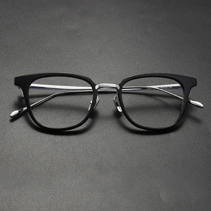Gatenac Unisex Full Rim Square Acetate Titanium Eyeglasses 679903 FuzWeb