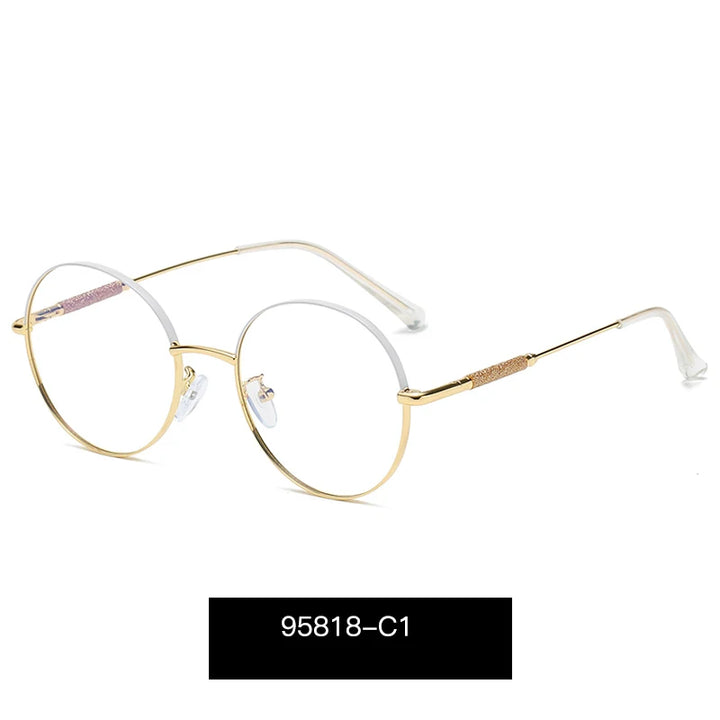 Handoer Women's Full Rim Oval Round Spring Hinge Alloy Eyeglasses 95818