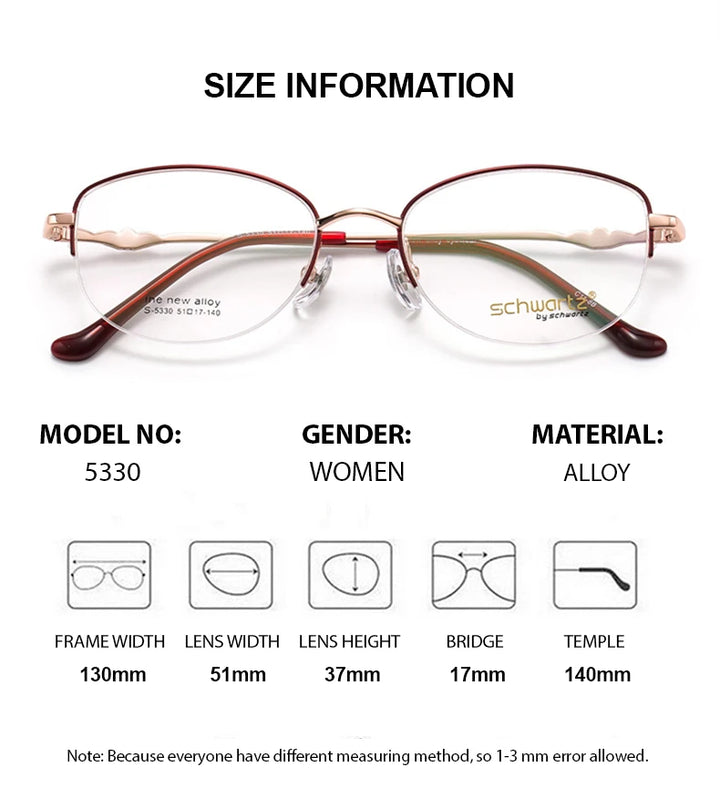 Summer Flower Women's Semi Rim Oval Square Alloy Eyeglasses 85330 Semi Rim Summer Flower