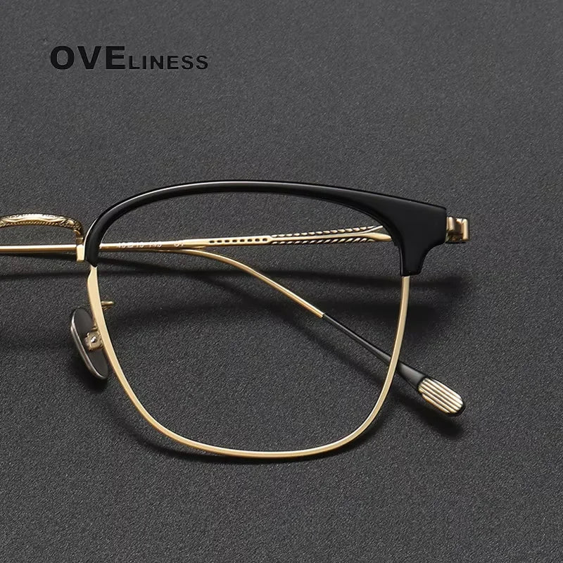 Oveliness Women's Full Rim Square Titanium Acetate Eyeglasses 80897 Full Rim Oveliness   