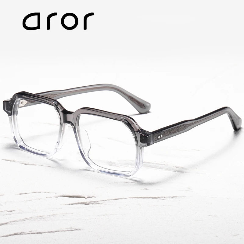 Aror Unisex Full Rim Brow Line Square Acetate Eyeglasses 49309