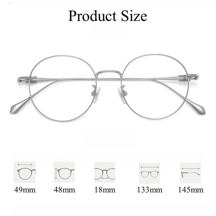 Yimaruili Full Rim Small Round Titanium Alloy Eyeglasses 115112 Full Rim Yimaruili Eyeglasses   