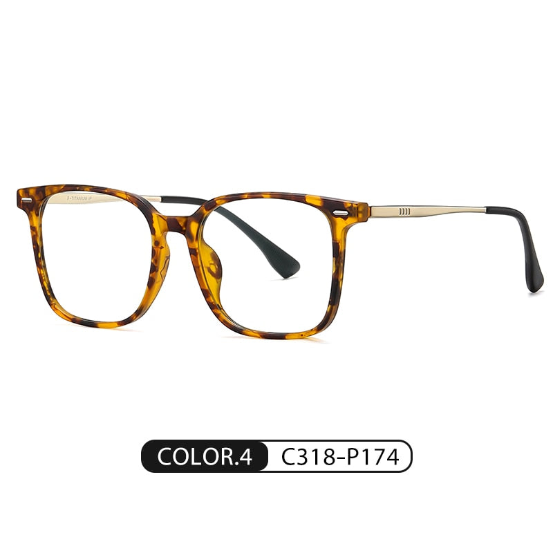 Zirosat Men's Full Rim Square Tr 90 Titanium Eyeglasses St6204 Full Rim Zirosat C4  