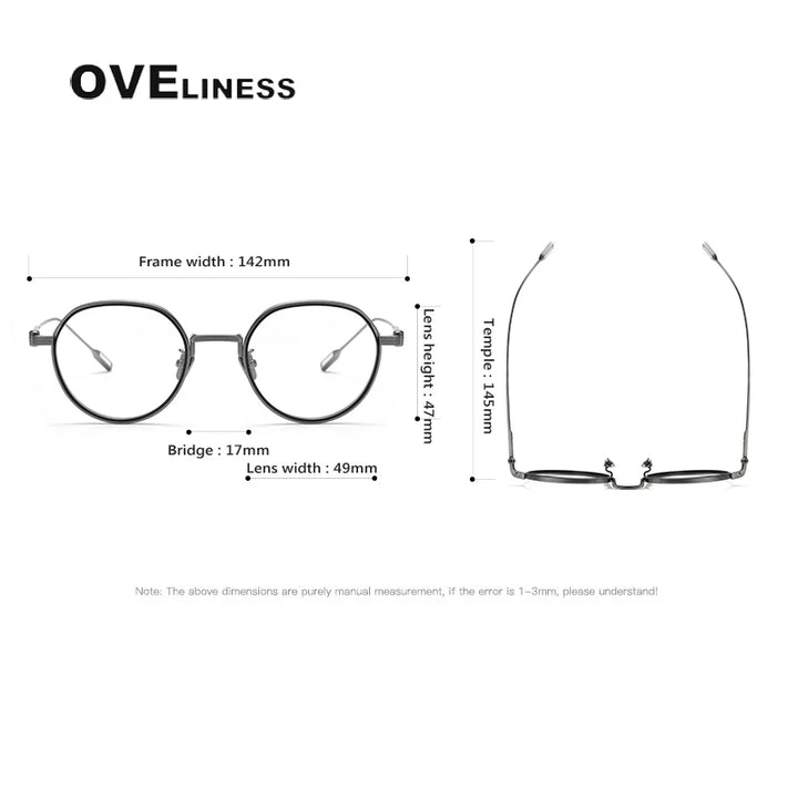 Oveliness Unisex Full Rim Flat Top Round Titanium Eyeglasses Kv61 Full Rim Oveliness   