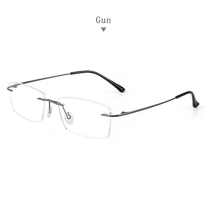 Hdcrafter Unisex Rimless Square Titanium Eyeglasses S8161 Rimless Hdcrafter Eyeglasses Gray  