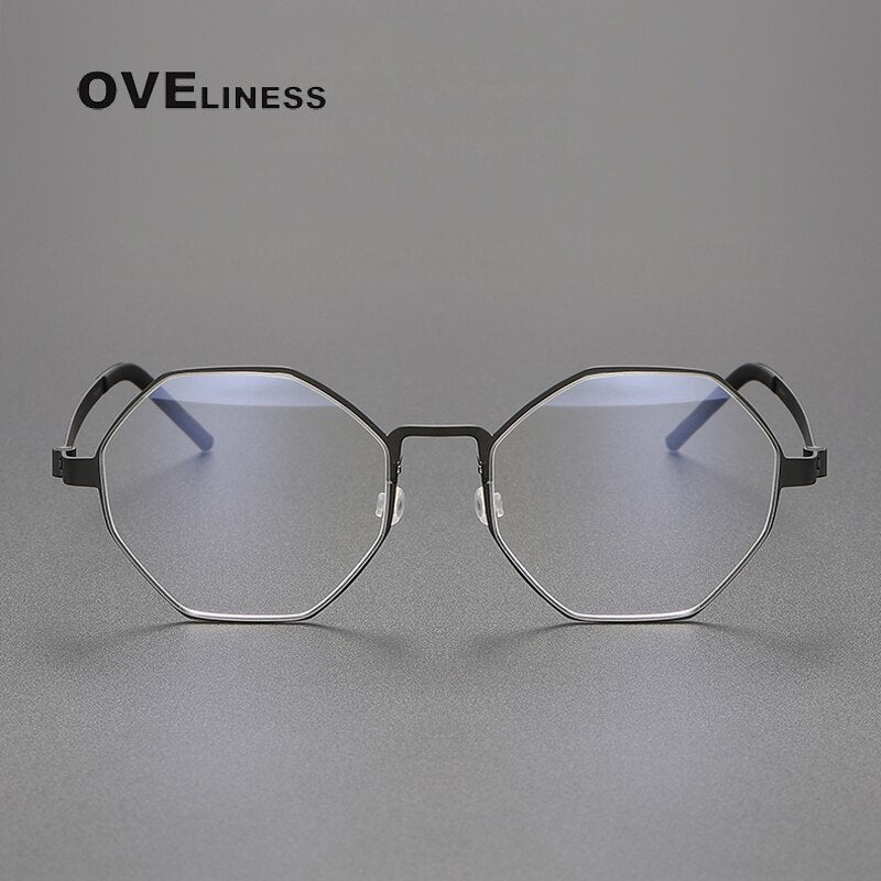 Oveliness Unisex Full Rim Polygon Titanium Eyeglasses 9609 Full Rim Oveliness   