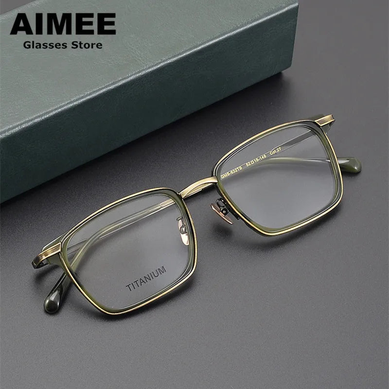 Aimee Unisex Full Rim Square Acetate Titanium Eyeglasses 6322 Full Rim Aimee   