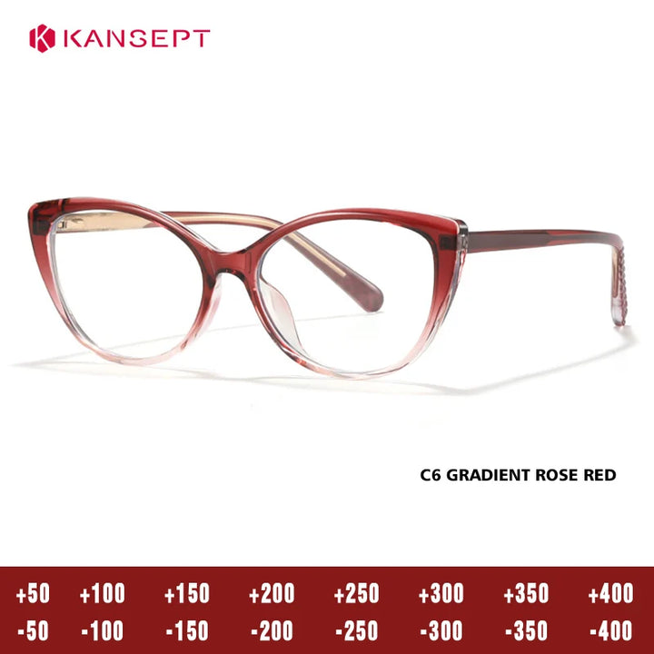 Kansept Women's Full Rim Cat Eye Tr 90 Alloy Reading Glasses 27013