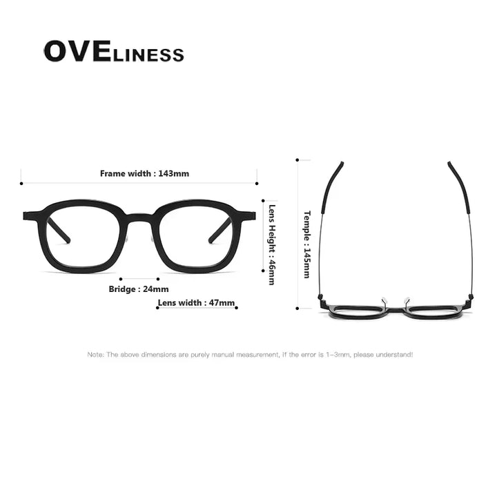 Oveliness Unisex Full Rim Oval Square Acetate Titanium Eyeglasses 1050 Full Rim Oveliness   