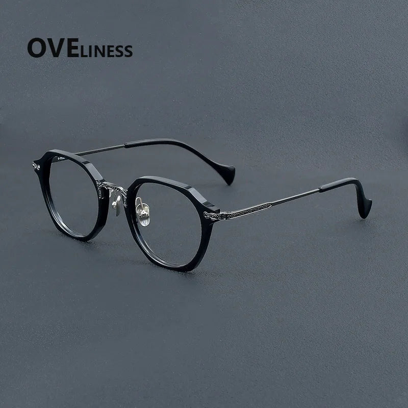 Oveliness Unisex Full Rim Oval Acetate Titanium Eyeglasses 926009
