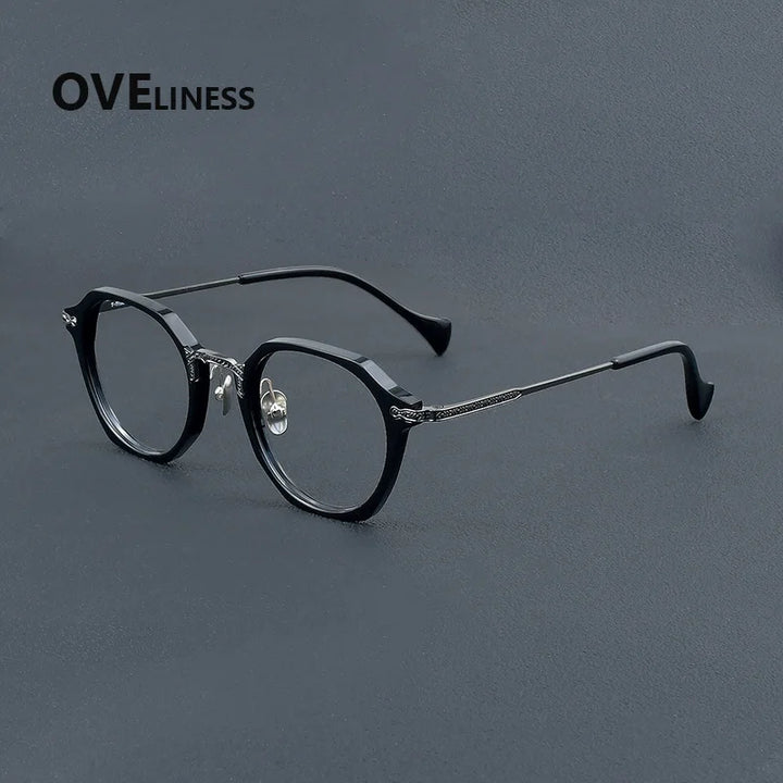 Oveliness Unisex Full Rim Oval Acetate Titanium Eyeglasses 926009