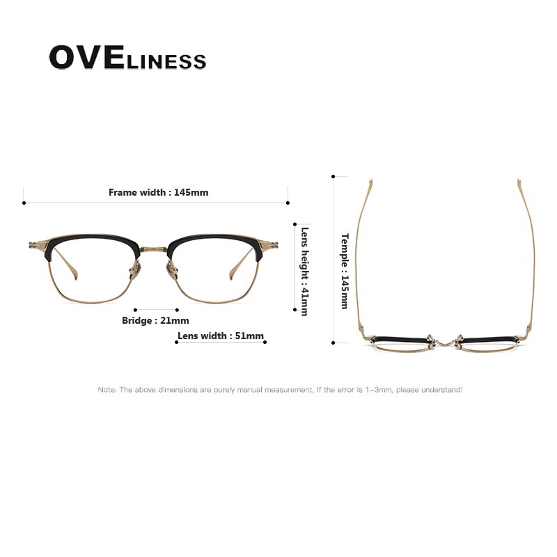 Oveliness Unisex Full Rim Square Acetate Titanium Eyeglasses Kj26 Full Rim Oveliness   