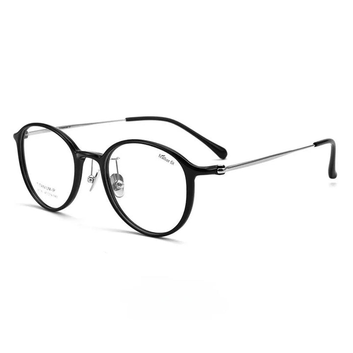 Yimaruili Unisex Full Rim Round Tr 90 Titanium Eyeglasses 7g L9108y Full Rim Yimaruili Eyeglasses Black  