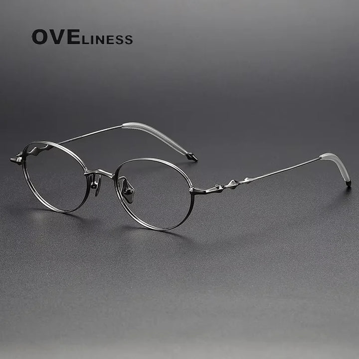 Oveliness Women's Full Rim Oval Round Titanium Eyeglasses 13519 Full Rim Oveliness gun  