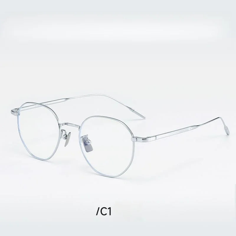 Momoja Unisex Full Rim Flat Top Oval Square Titanium Eyeglasses 30908