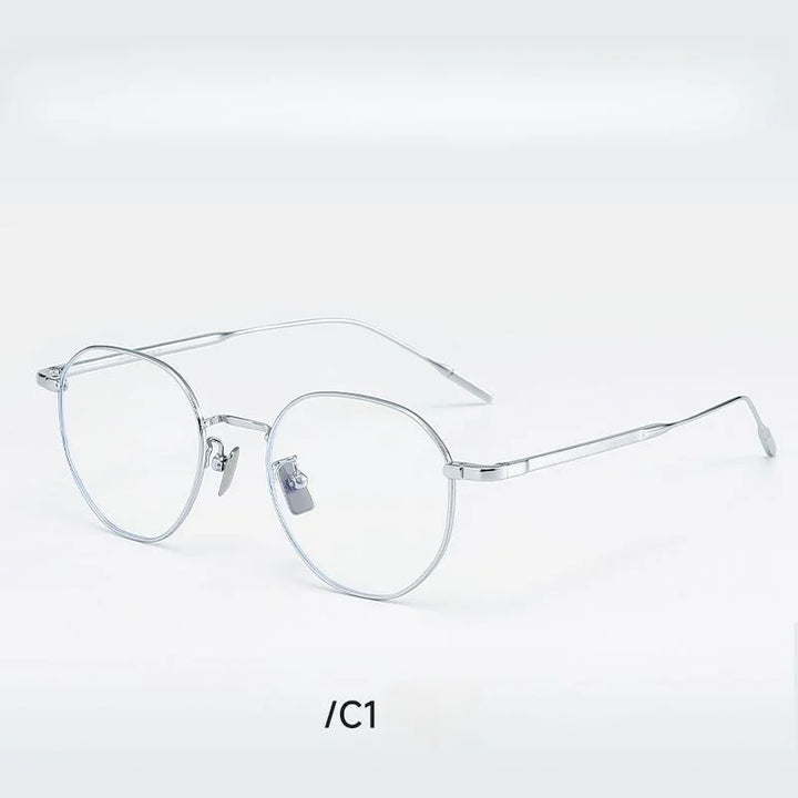 Momoja Unisex Full Rim Flat Top Oval Square Titanium Eyeglasses 30908