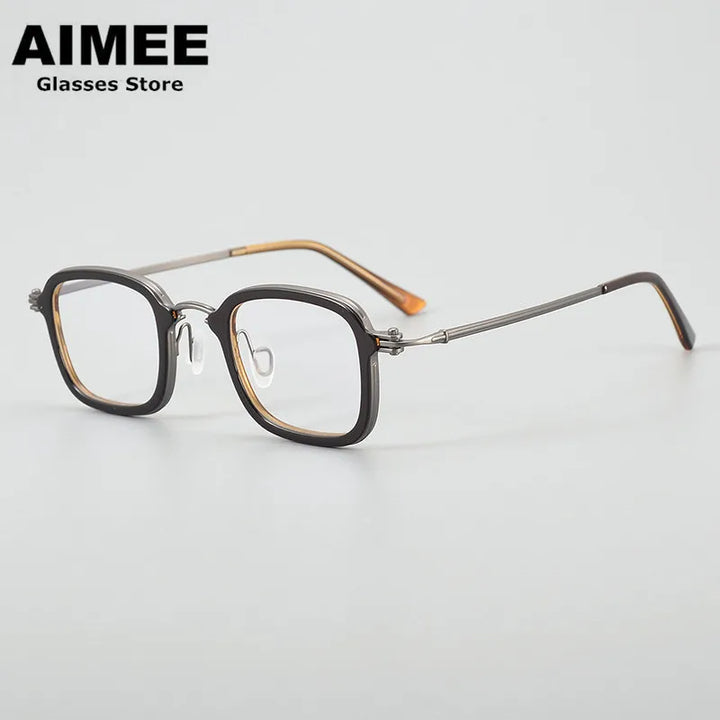 Aimee Unisex Full Rim Square Acetate Titanium Eyeglasses 5869 Full Rim Aimee   