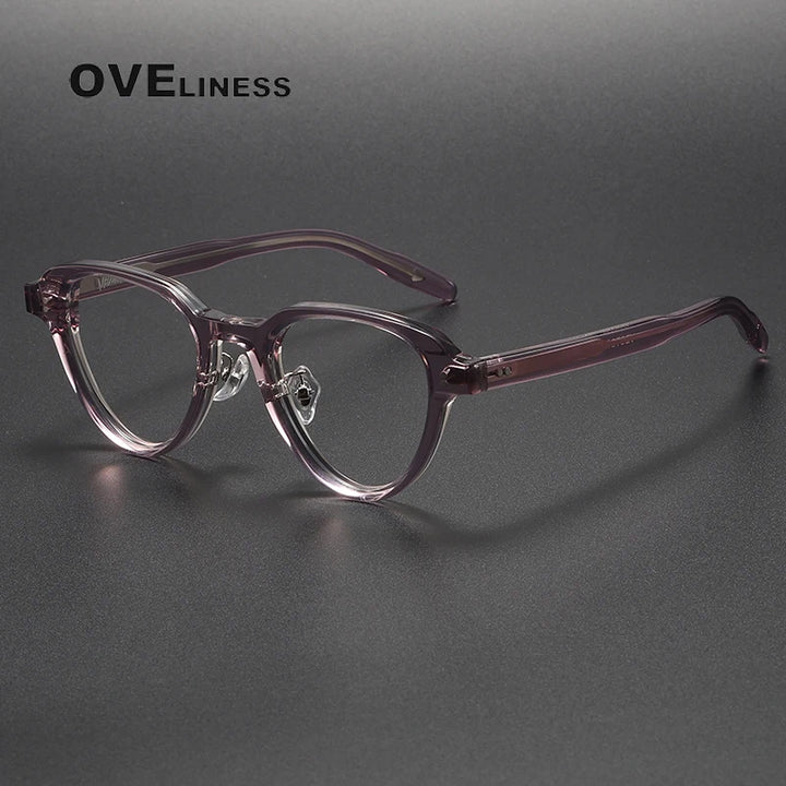 Oveliness Unisex Full Rim Flat Top Oval Acetate Eyeglasses V002 Full Rim Oveliness light purple  