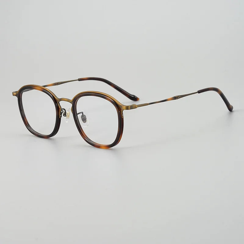 Black Mask Unisex Full Rim Titanium Square Acetate Eyeglasses 5917 Full Rim Black Mask Tortoise-Bronze  