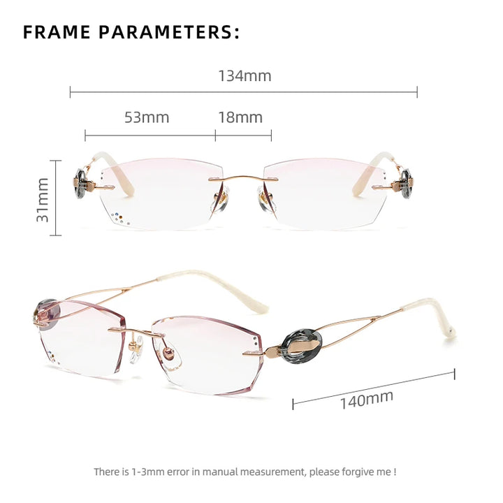 Reven Jate Women's Rimless Oval Rectangle Titanium Eyeglasses 50221