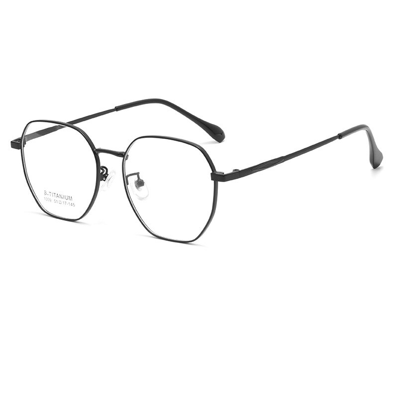 KatKani Unisex Full Rim Polygonal Titanium Alloy Eyeglasses 1009Th Full Rim KatKani Eyeglasses Black  
