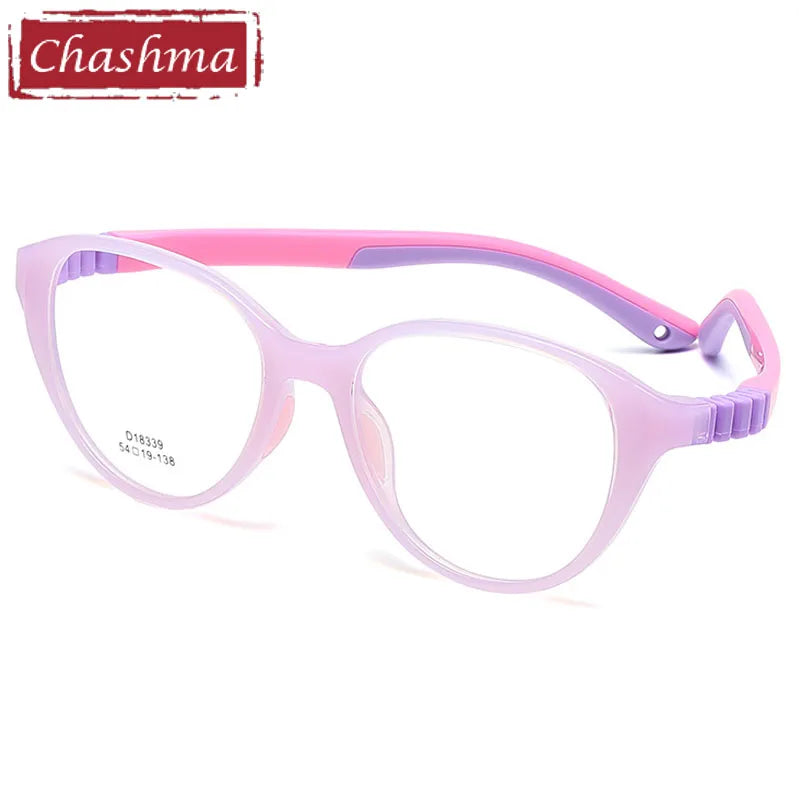 Chashma Ottica Unisex Youth Full Rim Round Tr 90 Titanium Eyeglasses Clip On Sunglasses 18339 With Clip Ons Chashma Ottica Purple  