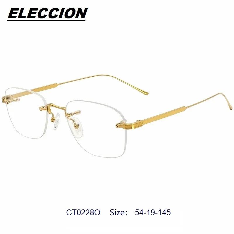 Eleccion Unisex Rimless Square Titanium Eyeglasses 228O