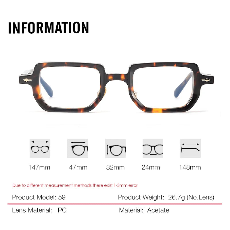 Aror Men's Full Rim Square Brow Line Thick Acetate Eyeglasses 396159