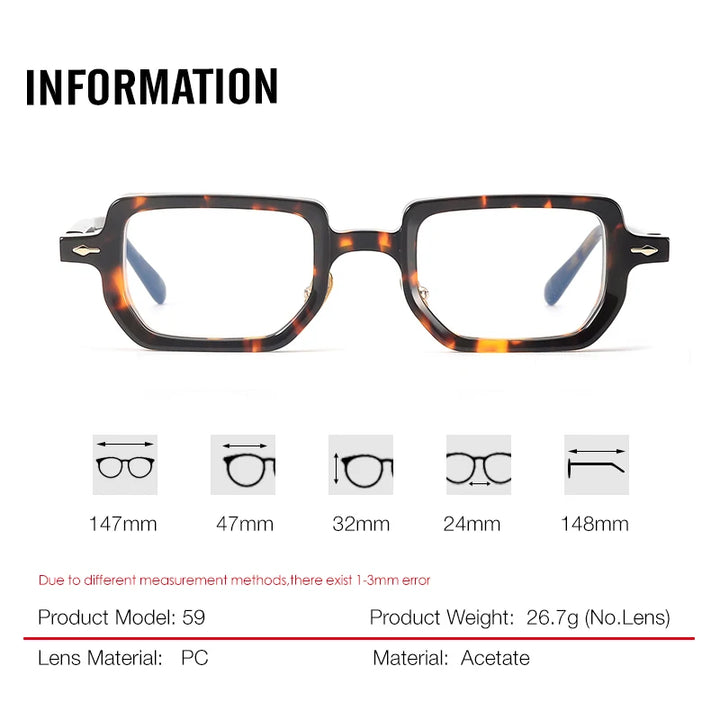 Aror Men's Full Rim Square Brow Line Thick Acetate Eyeglasses 396159