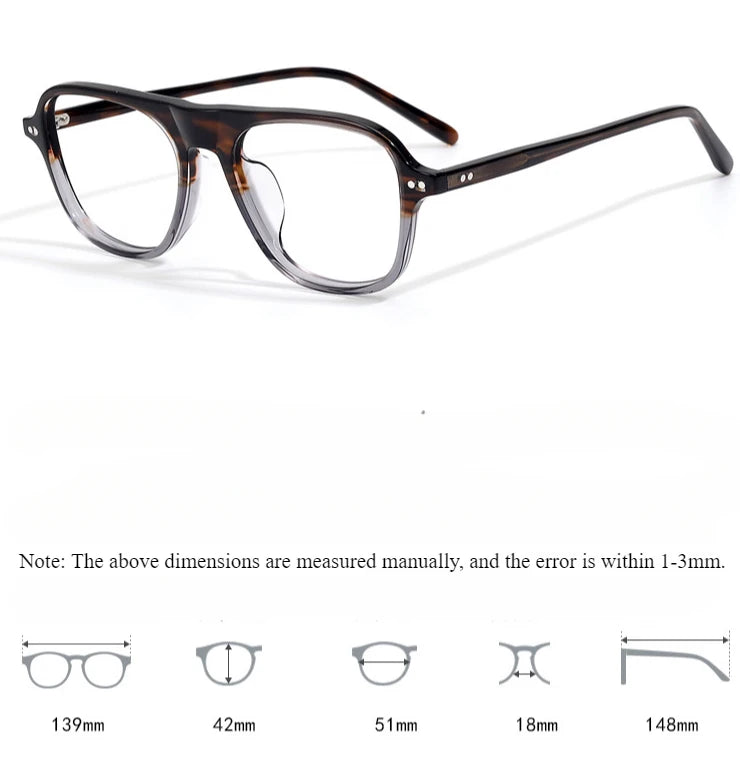 Hewei Unisex Full Rim Brow Line Square Acetate Eyeglasses 48222