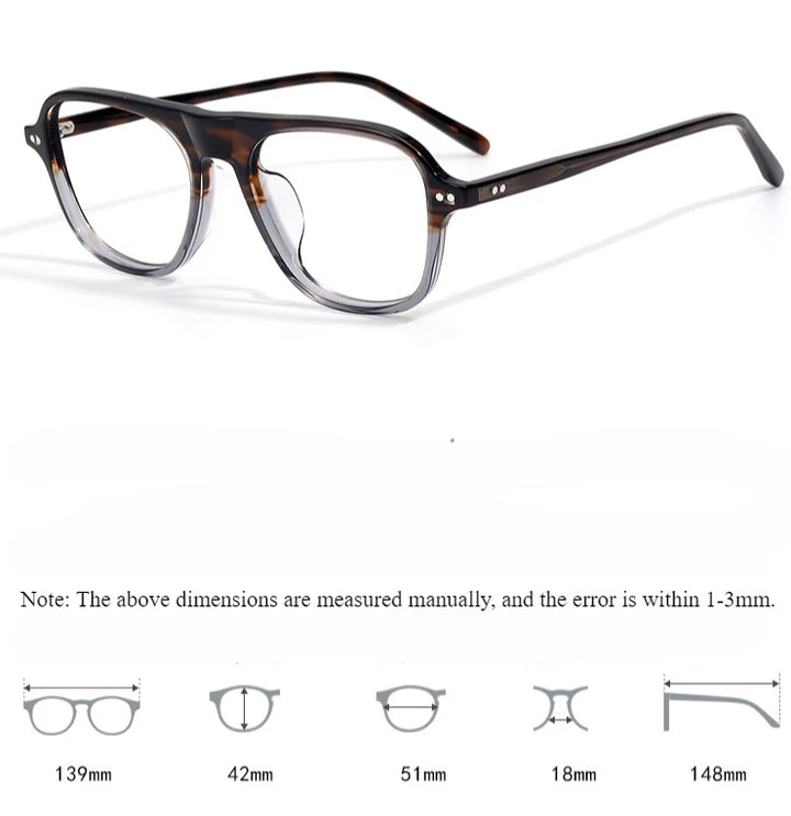 Hewei Unisex Full Rim Brow Line Square Acetate Eyeglasses 48222