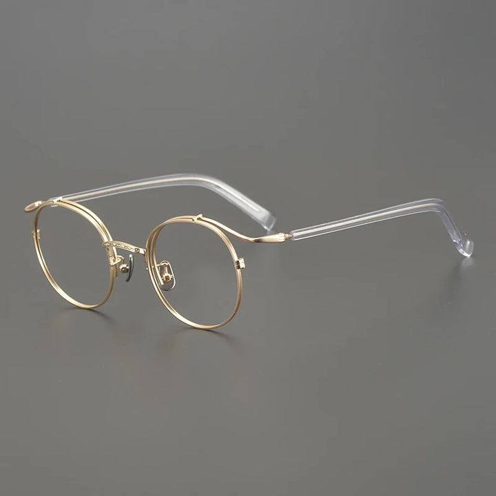 Aimee Unisex Full Rim Round Oval Titanium Acetate Eyeglasses 14050 Full Rim Aimee Gold Transparent  