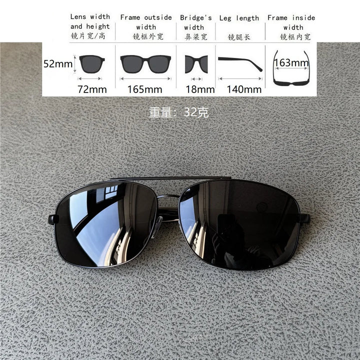 Cubojue Men's Full Rim Big Oval Double Bridge Alloy Sunglasses 19163