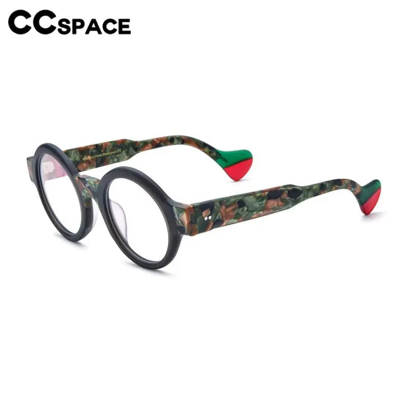CCSpace Unisex Full Rim Round Acetate Eyeglasses 56872 Full Rim CCspace   