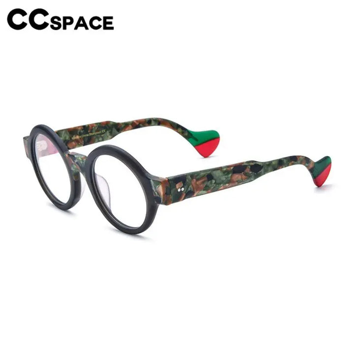 CCspace Unisex Full Rim Round Acetate Eyeglasses 56872 Full Rim CCspace   