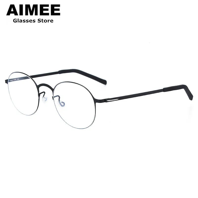 Aimee Women's Full Rim Round Screwless Titanium Eyeglasses 198808
