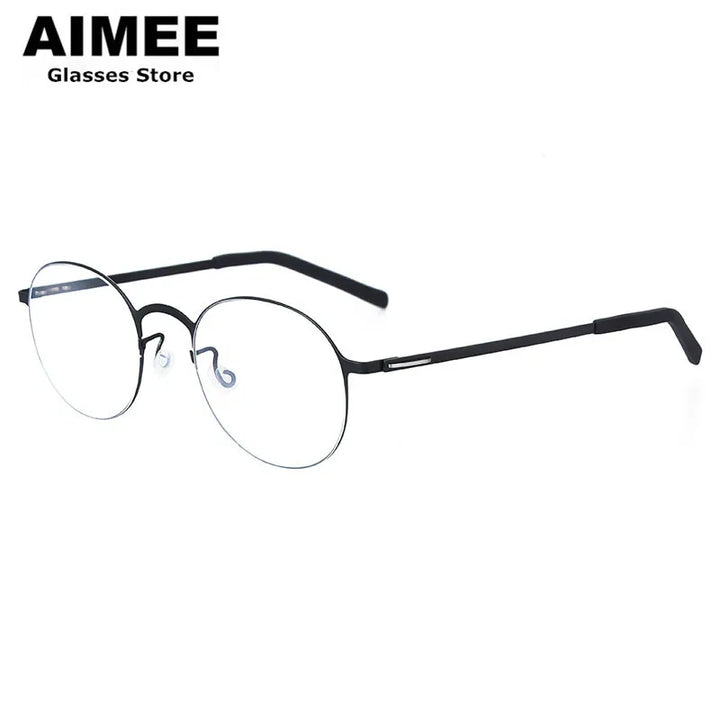 Aimee Women's Full Rim Round Screwless Titanium Eyeglasses 198808
