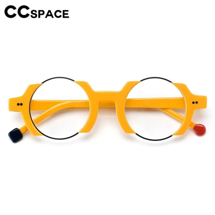 CCspace Unisex Semi Rim Round Acetate Eyeglasses 301778 Semi Rim CCspace   