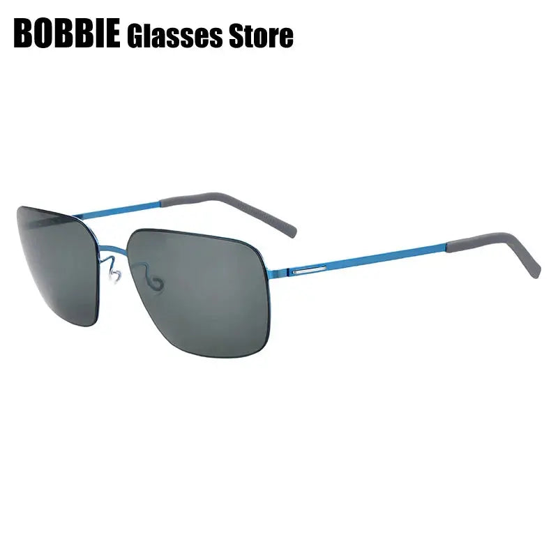 Bobbie 800131 Men’s Screwless Full Rim Square Titanium Sunglasses FuzWeb