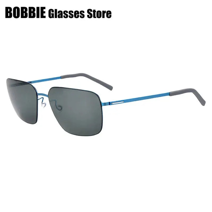 Bobbie 800131 Men’s Screwless Full Rim Square Titanium Sunglasses FuzWeb