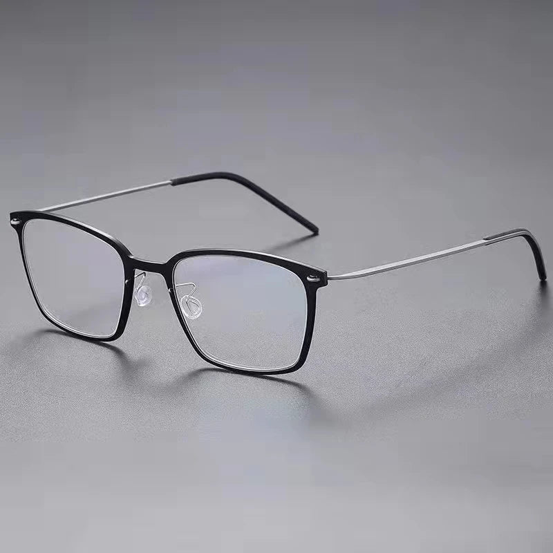 Aimee Men's Full Rim Square Screwless Titanium Eyeglasses 6536 Full Rim Aimee Black-Gun  