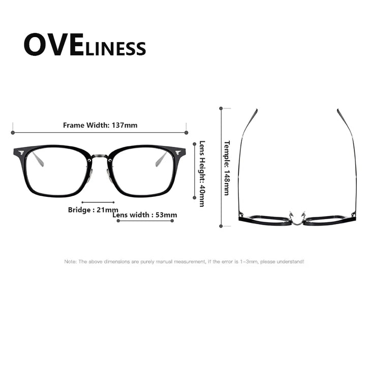 Oveliness Women's Full Rim Square Acetate Titanium Eyeglasses 369559