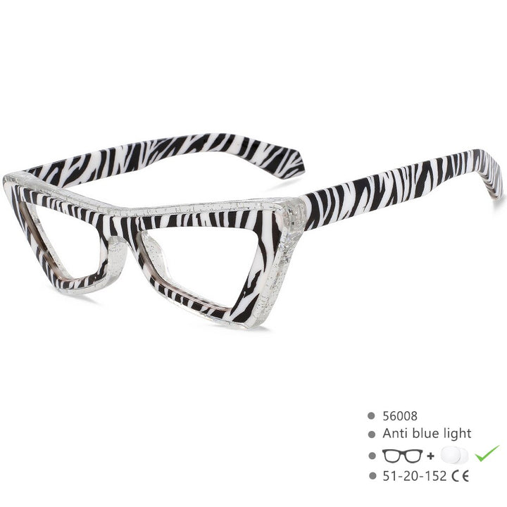 CCspace Unisex Full Rim Big Square Cat Eye Acetate Eyeglasses 56008 Full Rim CCspace C6BlackWhite  