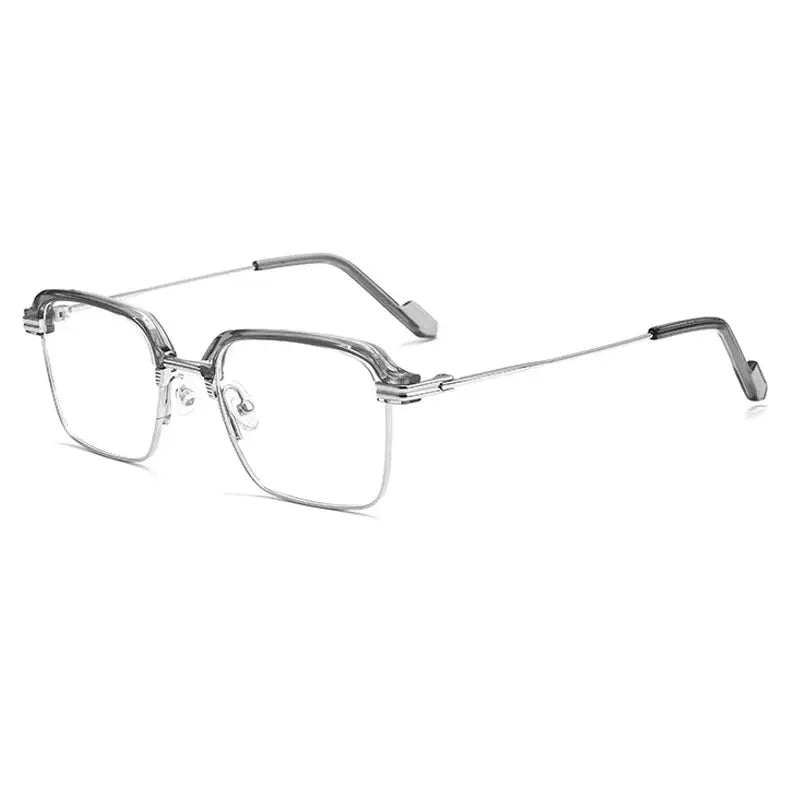 Gatenac Unisex Full Rim Polygon Square Acetate Titanium Eyeglasses 181094 FuzWeb
