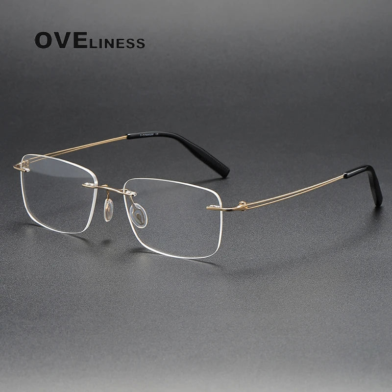 Oveliness Unisex Rimless Square Titanium Eyeglasses O80859 Rimless Oveliness gold  