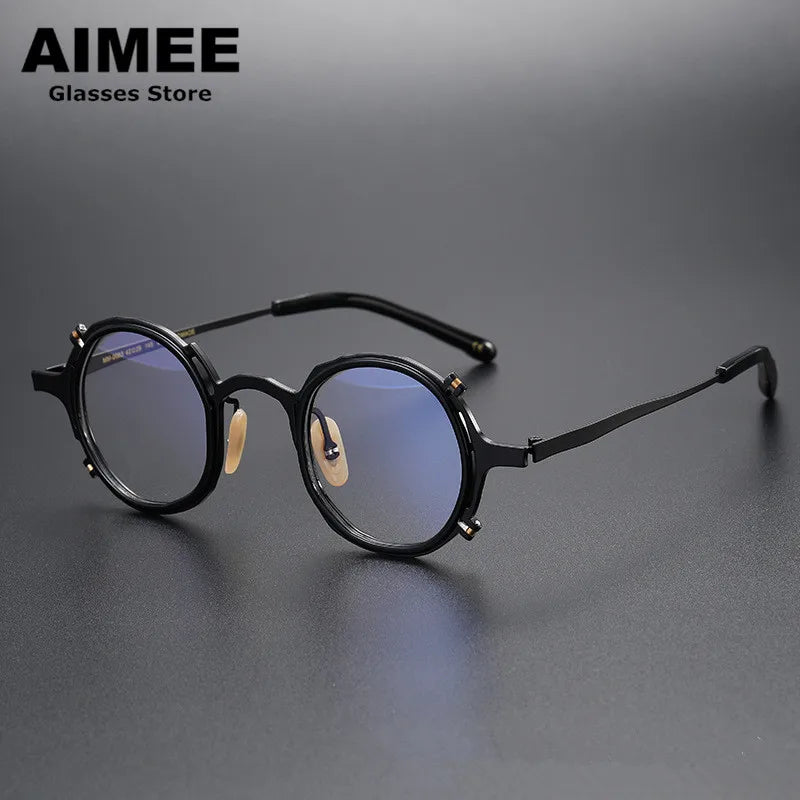 Aimee Unisex Full Rim Round Acetate Titanium Eyeglasses 960083