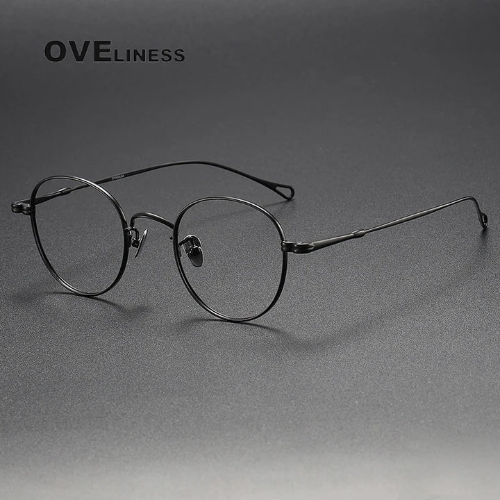 Oveliness Unisex Full Rim Round Titanium Eyeglasses M003 Full Rim Oveliness black  