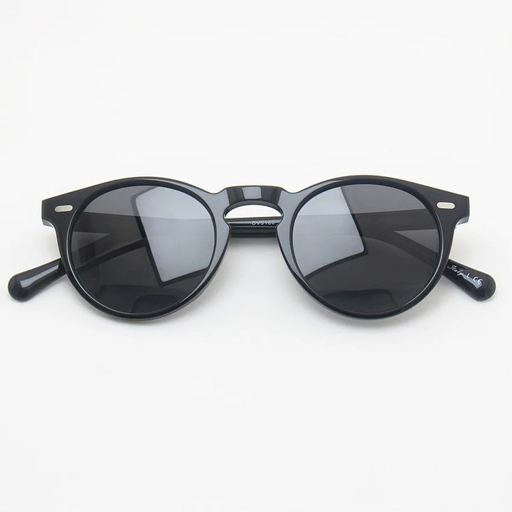 Black Mask Men Full Rim Round Acetate Polarized Sunglasses BM-O5186S