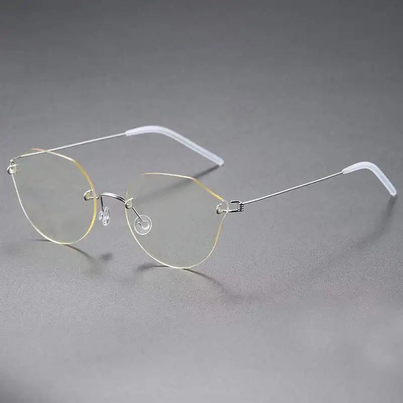 Aimee Unisex Rimless Cat Eye Screwless Titanium Eyeglasses 2375 Rimless Aimee Sliver  