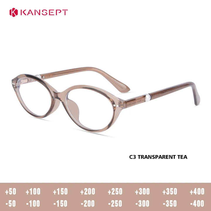 Kansept Women's Full Rim Oval Tr 90 Alloy Reading Glasses 77221